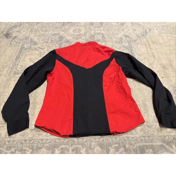 Banjo Women's Sz Large Red Black Button Down Long Sleeve Vintage Western Shirt - Picture 5 of 5